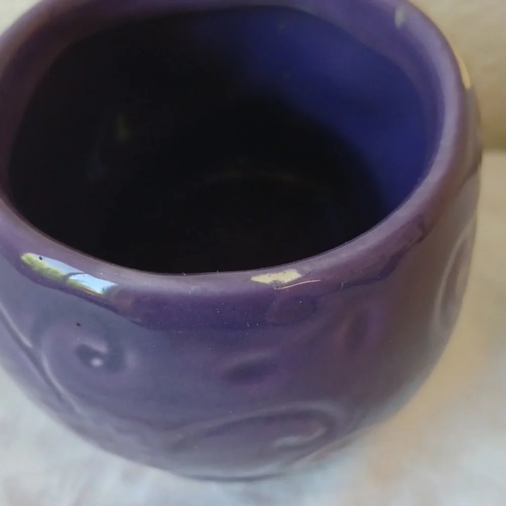 3/$25 SALE Mexican Sugar Skull Día de Muertos Mini Ceramic Planter, Purple